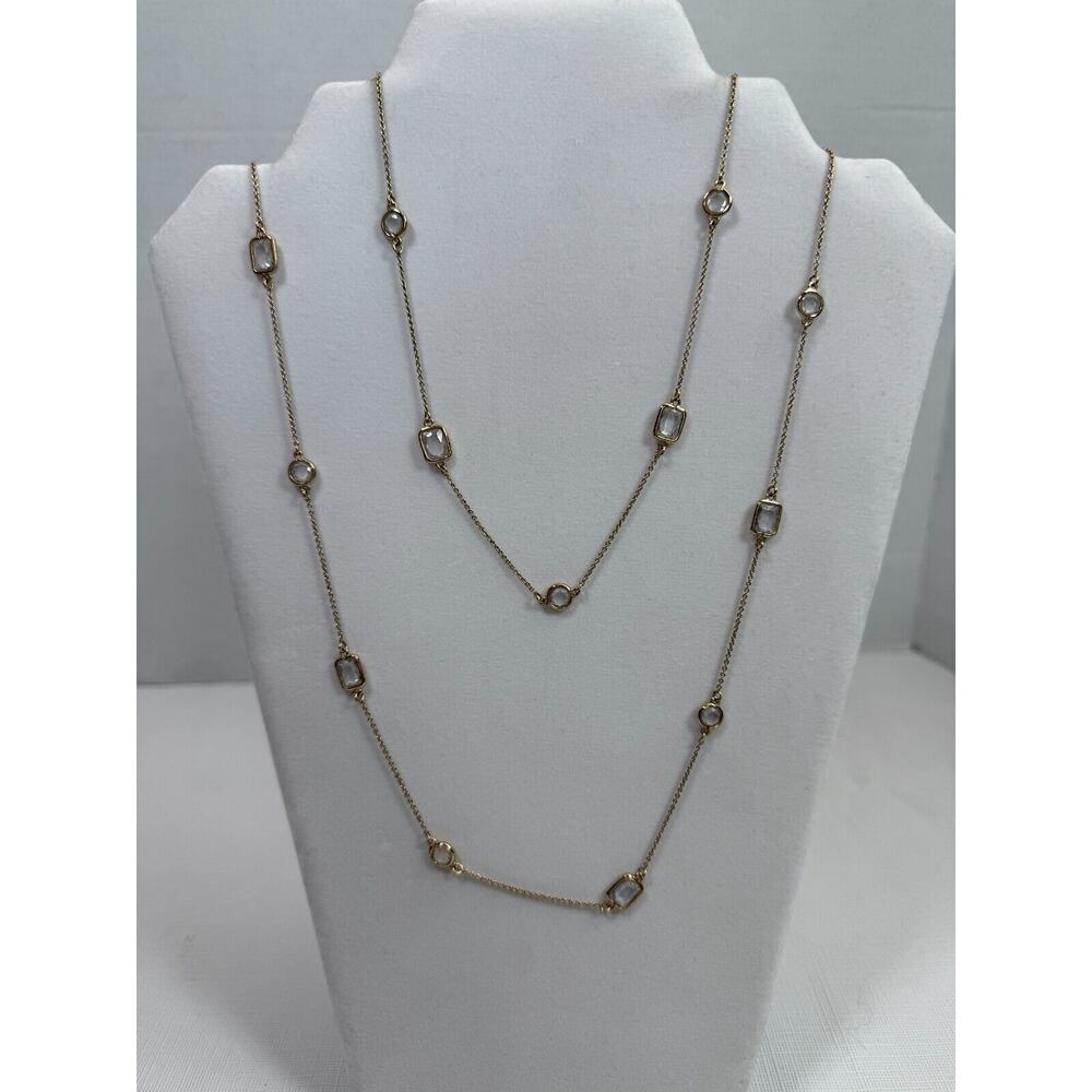 Kate Spade ''Opening Night" Long Station Wrap Necklace Clear Gold